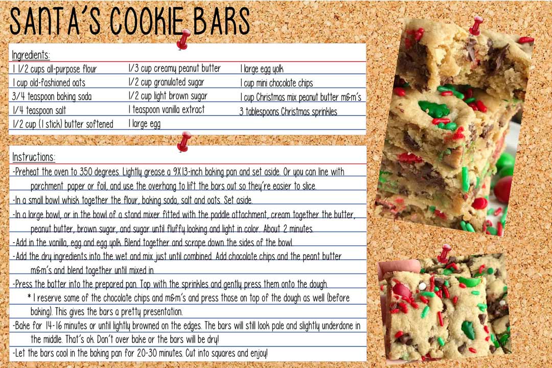 Recipe for Santa's Cookie Bars