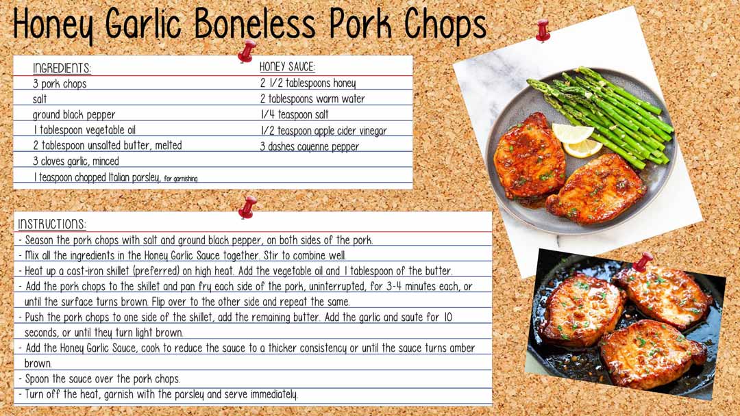 Recipe for Honey Garlic Boneless Pork Chops