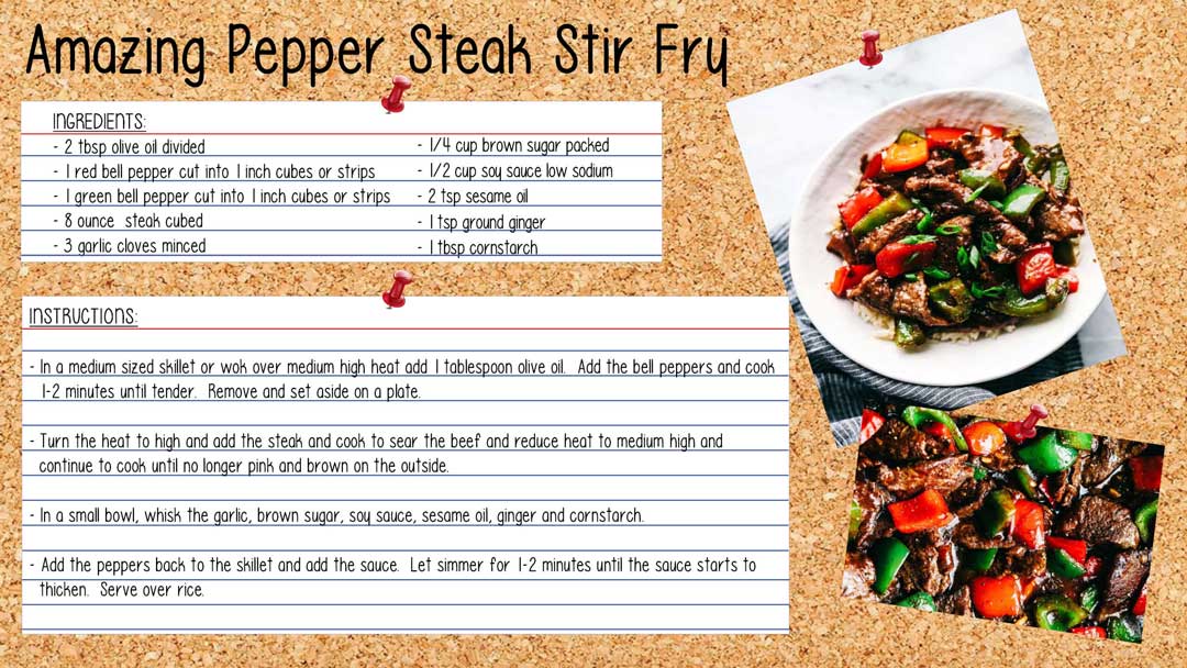 Recipe for Pepper Steak Stir Fry